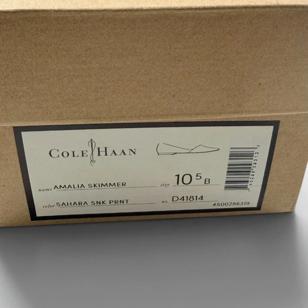 Cole Haan Amalia Skimmer Flats Womens 10.5 Black Snake Print D'Orsay Excellent